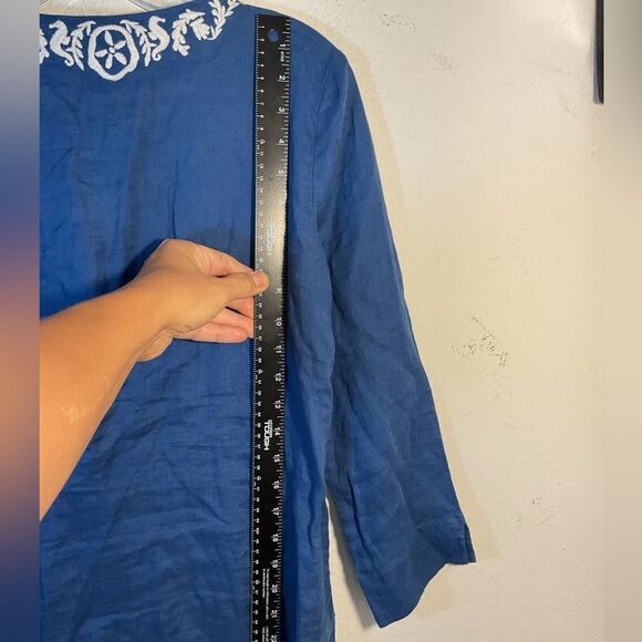 Lilly Pulitzer Ladies Amelia Island Tunic Blue White XS Casual 97700 Linen - Picture 8 of 12